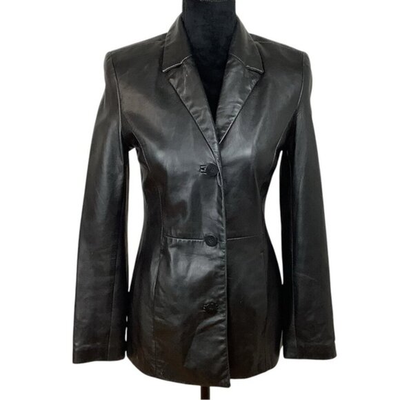 DANIER BLACK LEATHER BLAZER 4/6 - Picture 2 of 13